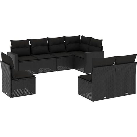 Maison Exclusive - Set Divani da Giardino con Cuscini 8 pz Nero in Polyrattan