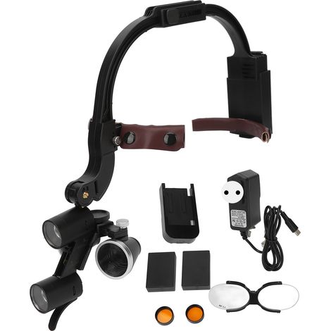 Lunette Loupe Frontale 2.5x Multifonction pour Chirurgie, Visière Grossissante avec Éclairage LED, 100‑240V Prise UE, Outil de Précision pour Travaux Manuels (1/5)