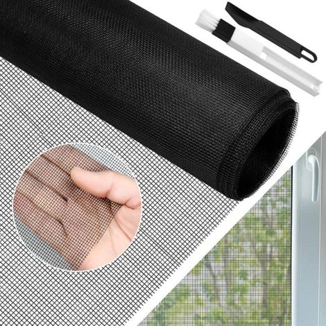 Fliegengitter Meterware 120x300cm Schwarz mit Reinigungsbürste (1/5)
