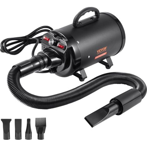 Pulseur pour Chien 2000 W Souffleur Séchoir Chien Vitesse Température Réglables Sèche Poils Toilettage avec 4 Buses Différentes Tuyau Extensible Envir. 71-239 cm pour Animaux de Compagnie, Noir (1/5)
