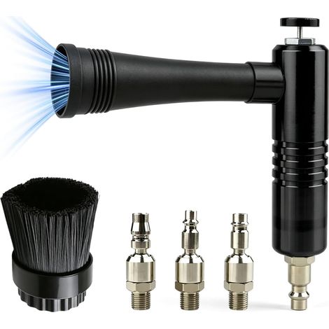 Pistolet de nettoyage à air comprimé voiture : Mini, pistolet de soufflage à air comprimé voiture, rotatif, nettoyage intérieur extérieur de voiture, technologie tourbillon séchage (1/5)