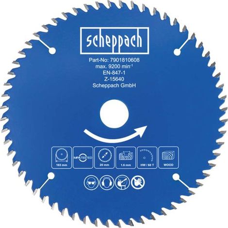 Lame de scie circulaire pour bois disque 160 x 20 x 1 x 1,6 mm 60t Scheppach