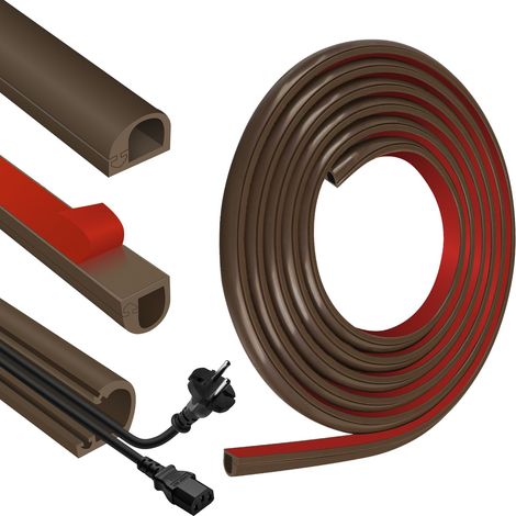 Goulotte Passe Cable adhésive Cache Fil Electrique Flexible goulotte Cache Cable Mural à Ouverture latérale Passage Fil Electrique (14mm×10mm×3m, Marron) (1/5)