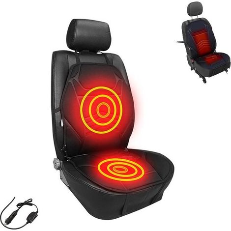 Lot de 2 coussins de siège chauffants - noir - chauffage de voiture 12V - camions - SUV et fourgonnettes - 3 réglages de température - taille universelle (1/5)