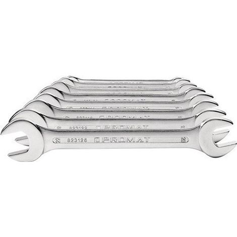 Juego de llaves de boca doble, 8 piezas, SW6-22mm, acero cromado, PROMAT cromado