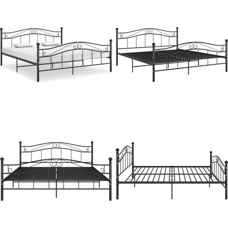 Bett Schwarz Metall 200x200 cm - Doppelbett - Metallbett - Schwarzes Bett - Boxspringbetten - Bettgestell - Home & Living (1/5)