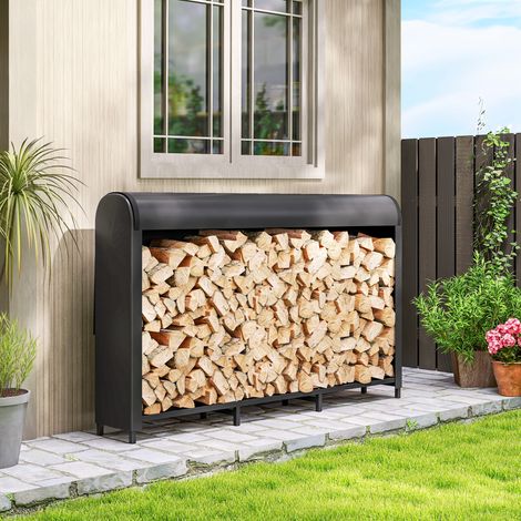 Portalegna in metallo 199 x 30 x 121 cm, capacità 0,6 m³ con copertura impermeabile, portata fino a 300 kg (1/5)