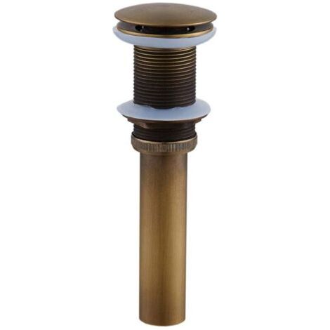 Pop-up Rétro Bouchon Bonde de Lavabo Vidange Clic-clac sans Trop-Plein en Laiton Bronzé Universel Valve Draineur d’Evier Vasque Siphon sans Trou de Débordement Poli- sans Trop-Plein (1/4)