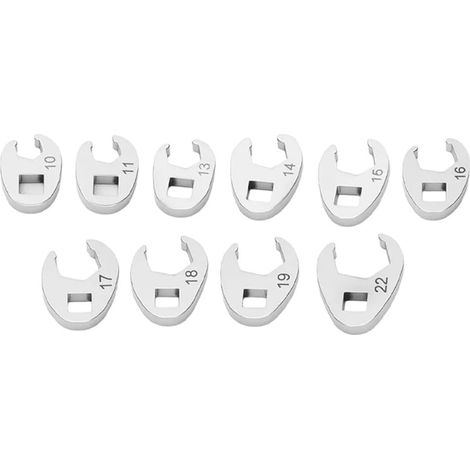 Crowfoot Lot de 10 clés plates pour clé dynamométrique avec marquage de taille 10 à 22 mm