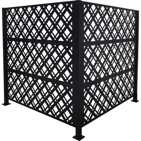 Relaxdays Rivestimento bidoni Diamond, 2 pann. 120x120 cm, paravento modulare, nero