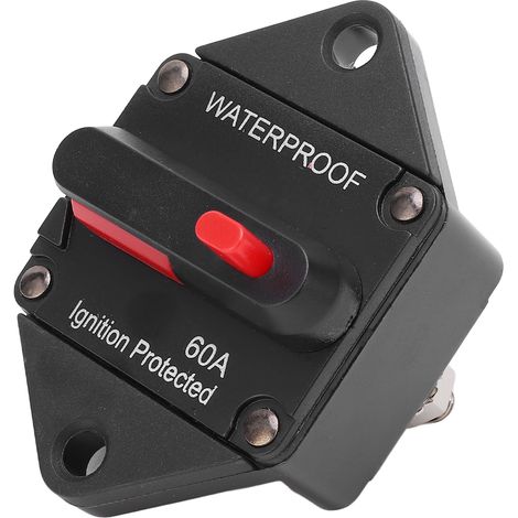 Disjoncteur 32V DC 60A avec interrupteur, réarmement manuel, étanche, pour voiture, bateau, camion, bus, camping-car et quad. (1/5)