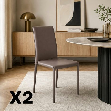 Chaise de salle à manger marron moderne (lot de 2) LORA (1/5)
