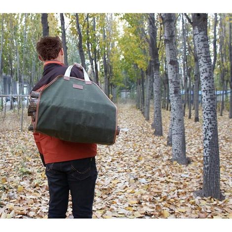 Firewood carrying bag - for camping fire pits and barbecues - 1 piece, green (1/4)