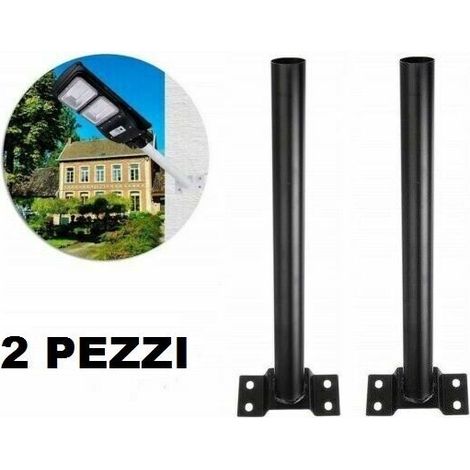 2 STAFFE PALO PER LAMPIONE SOLARE STRADALE SUPPORTO METALLO STAFFA MURO PARETE