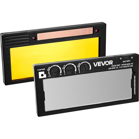 VEVOR Lente per Saldatura Autoscurante 108 x 51 mm, Regolabile Lente per Saldatura a Colori Reali con Gradazione 5-13 e Doppi Sensori ad Arco, per Maggior Parte dei Caschi per TIG, MIG, MMA (1/5)