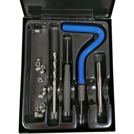 Kit de filets rapportés M4x70 – Acier inoxydable – 15 filets, 1 foret, 1 taraud, 2 outils de pose – Résistant à la chaleur et à la corrosion
