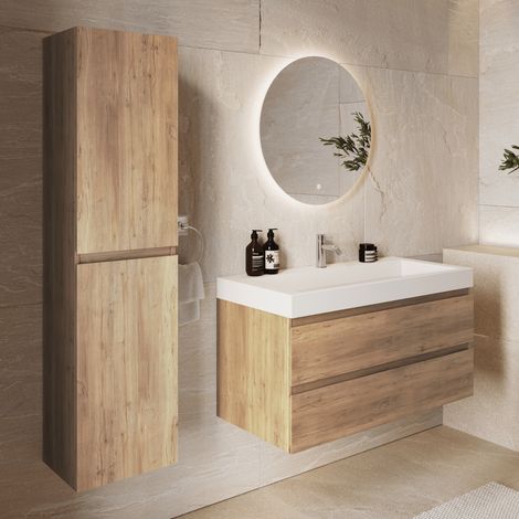 LOMAZOO Ensemble meuble de salle de bain Azuro 100 cm - Chêne (1/5)