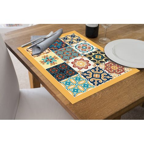 Tovagliette Americane in pvc Set di 2/4/6/8 pz Lavabili antiscivolo in Vinile anche per Hotels,Bar e Ristoranti 8 Pezzi - Arancio