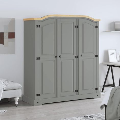 Maison Exclusive - Armadio in Legno di Pino Messicano Corona 3 Ante Grigio (1/5)