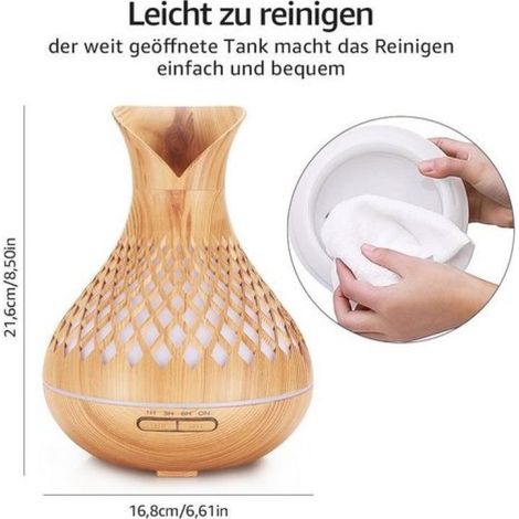 Difusor de aromas ultrasónico con tecnología silenciosa y depósito de agua grande.