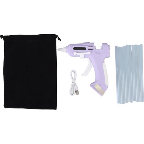 GARRYFIZH Electric Hot Melt Set with 10 7mm High Tack Sticks, Cordless Melting Tool for Home and Crafts, Purple (1/5)