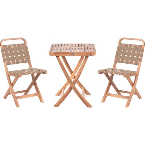 Bistro Set Folding CALCIANO Certified Acacia Wood Brown (1/5)