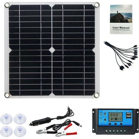 12W Panneau Solaire Mono Photovoltaïque Module 100A Contrôleur pour Car Caravan Home Garden Batterie Chargeur - RWPanneau solaire (1/5)