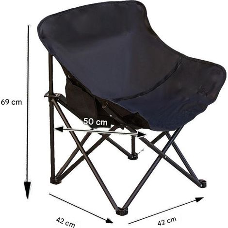 Chaise Lune Pliante de Camping Extérieur – Fauteuil Pliable Portable pour Camping, Pêche, Plage et Jardin, Dossier Bas Toile Droite 1 Pièce, Noir Classique (1/5)