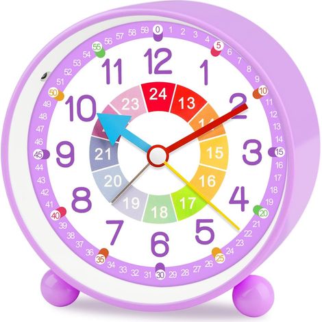ZOLGINAH Réveil Enfant Analogique Garçon Fille Silencieux Horloges de Table alimentées par Batterie sans coutil de Chevet Grande Fonction Lumineuse Snooze Light pour Bureau de Chambre-Violet-271 (1/5)
