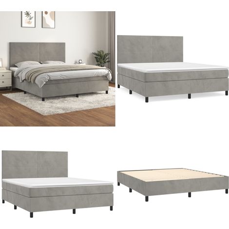 Boxspringbett mit Matratze Hellgrau 180x200 cm Samt - Boxspringbett - Samtbett - Doppelbett - Himmelbett - Bettgestell - Home & Living