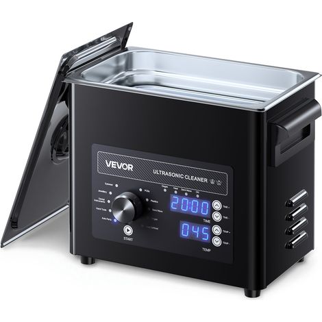 Nettoyeur à Ultrasons 3 L, Appareil de Nettoyage par Ultrasons avec Commande par Bouton, en Inox, avec Panier et Boule de Nettoyage, pour Montres, Rasoirs, Bijoux, Pièces de Monnaie, Noir (1/5)