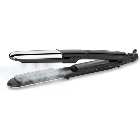 Lisseur vapeur Babyliss Steam Shine ST496E 67W Noir - Fer à cheveux à vapeur, lisseur professionnel, technologie vapeur pour cheveux brillants, appareil de coiffage 67 watts, couleur noire