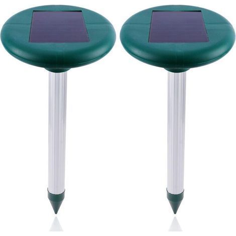 Set of 2 Solar Garden Repellents, Ultrasonic Electronic Mole and Mouse Repellents, Waterproof (1/4)