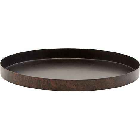 Plateau en métal Noir Mat avec effet rustique D. 30 cm (1/4)