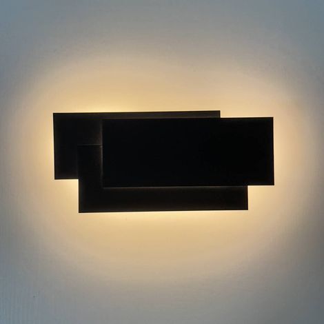 Appliques Murales Interieur LED Lampe 12W 1920LM Moderne Applique Murale pour Chambre Maison Couloir Salon Blanc chaud 3000K, Noir [Classe énergétique G]