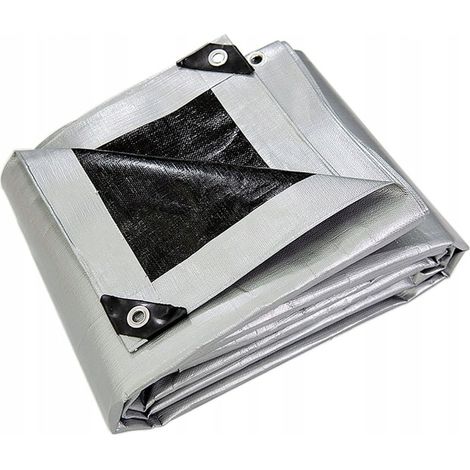 Extra dicke PE-Plane, 260 g/m², silber-schwarz, 3 x 3 m (1/3)