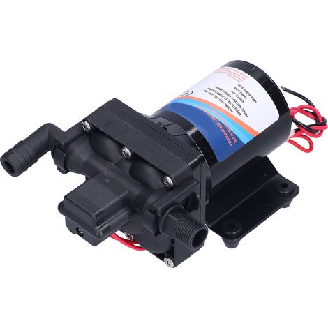 Pompe à membrane 12V 11,3L/min, montage facile, robuste, plastique durable, redémarrage automatique, sûre, usage automobile, modèle F43-101-055-101, moteur auto, débit fiable. (1/5)