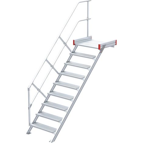 Euroline 511 Podesttreppe 45° 600mm Stufenbreite 9 Stufen Alu gerieft