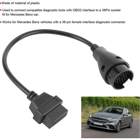 GARRYFIZH Cble de diagnostic 38 broches vers OBDⅡ OBD2 connecteur adaptateur 16 broches adapté pour Mercedes Benz (1/5)