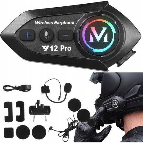 Intercom moto Y12Pro Bluetooth 5.4 – 2 personnes, portée de 500 m, étanchéité IPX6 – Réduction du bruit FM, partage de musique, USB-C – Compatible avec tous les casques (jet, modulable, intégral) (1/5)