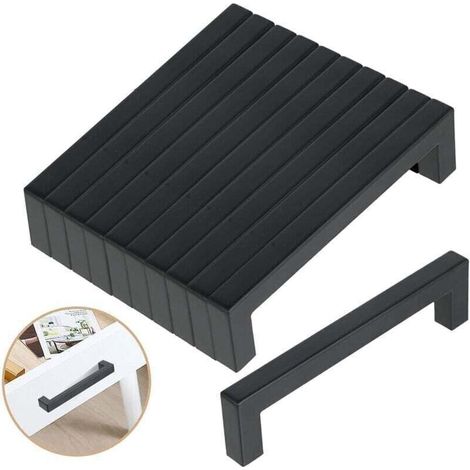 10 Pcs Poignées Meuble Acier Inoxydable Noir 128mm, XU, Poignée Cuisine Inox, Bouton Tiroir Modern pour Cuisine Salle de Bain Armoire Placard - KZQ