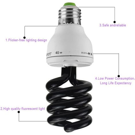 VURAHOME -Ampoule UV 15W E27, 220V Lampe Lumière Noire LED, Éclairage Décoratif Pour Noël, tuer la lampe anti-insectes,Lampe de Ultraviolet Violette (1/5)