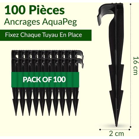 GARDENIX Lot de 100 AquaPEG piquets de Fixation pour Ligne d'égouttement, tuyaux d'irrigation et tuyaux gouteurs (1/4)