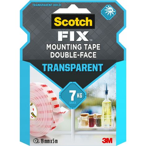Nastro di montaggio trasparente biadesivo 19 mm x 1,5 m
