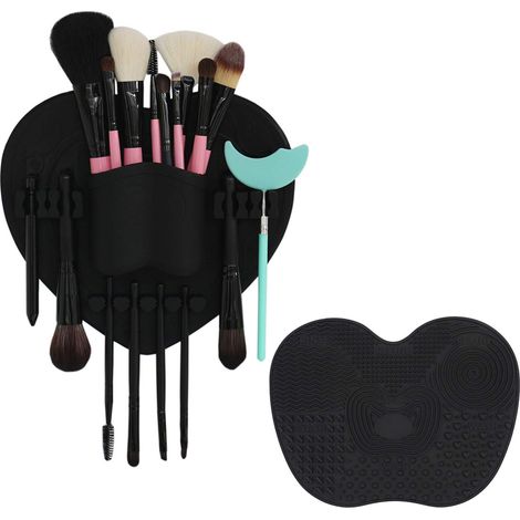 Support Pour Brosse À Maquillage - Support En Silicone Pour Séchage Vertical - Adhère Sur Miroir Carrelage Verre - Lot De 1 (1/5)