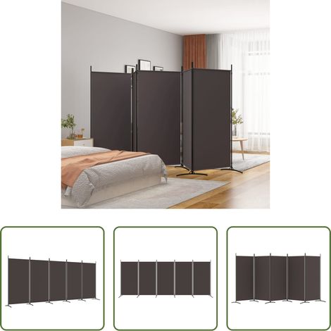 Raumteiler - 5-tlg. Paravent Braun 433x180 cm Stoff (1/5)