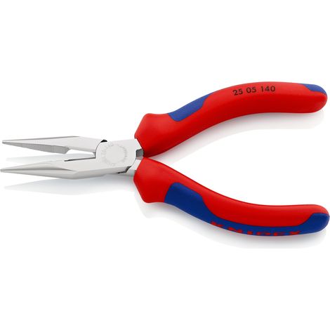 KNIPEX 25 05 140 Pinza per meccanica - con becchi mezzotondi con tronchese (pinza per radiotecnici) con manici multicomponente cromata 140 mm