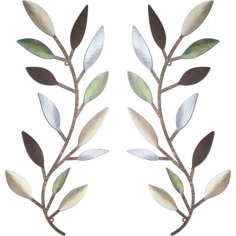 set di decorazioni murali a forma di foglia, decorazioni a foglia in ferro, per soggiorno, camera da letto, decorazione per esterni, 44 x 20 cm (multicolore) (1/5)