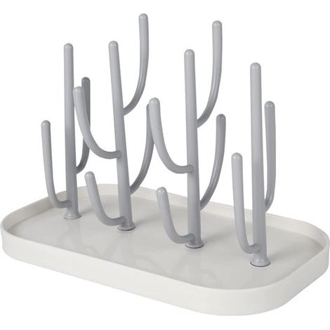 Porte-gobelet - Support pour mugs - Séchoir à biberons - Range-gobelets - Accessoires pour biberons - Avec support amovible - 25,5 x 14,5 x 19 cm - Plastique - Gris - Pour bouteilles d'eau, mugs et go (1/5)