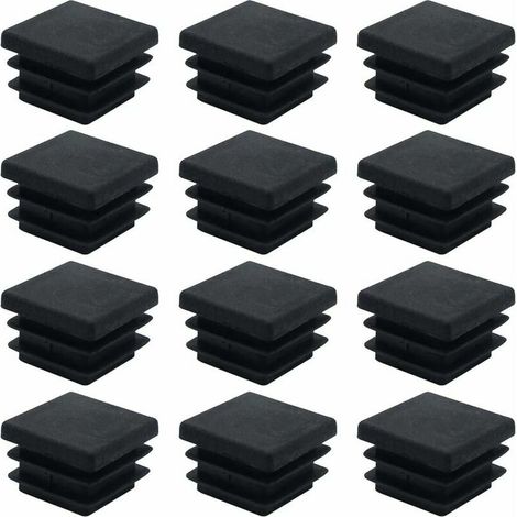 Set mit 40 quadratischen Kunststoffstopfen 20 mm x 20 mm in Schwarz für Vierkantrohre, Möbelbeine, Schränke, Regale, Stühle. (1/4)